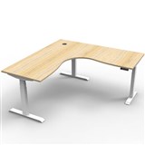 RAPIDLINE BOOST PLUS HEIGHT ADJUSTABLE CORNER WORKSTATION 1800 X 1500 X 750MM NATURAL OAK TOP  WHITE FRAME