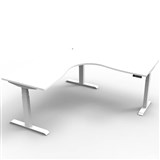 RAPIDLINE BOOST PLUS HEIGHT ADJUSTABLE CORNER WORKSTATION 1800 X 1500 X 750MM NATURAL WHITE TOP  WHITE FRAME