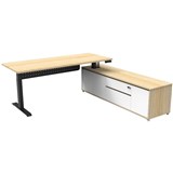 RAPIDLINE BOOST PLUS EXECUTIVE HEIGHT ADJUSTABLE WORKSTATION WITH MODESTY PANEL RHC 1800 X 900MM NATURAL OAKBLACK