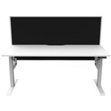 RAPIDLINE BOOST LIGHT SINGLE SIDED WORKSTATION WITH SCREEN 1500MM NATURAL WHITE TOP  WHITE FRAME  BLACK SCREEN