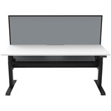 RAPIDLINE BOOST LIGHT SINGLE SIDED WORKSTATION WITH SCREEN  AND CABLE TRAY 1500MM NATURAL WHITE TOP BLACK FRAME GREY SCREEN