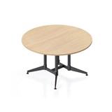 RAPIDLINE TYPHOON MEETING TABLE ROUND 1500 X 750MM NATURAL OAK TOP AND BLACK PC ALL OVER FRAME