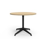 RAPIDLINE TYPHOON MEETING TABLE 4 STAR ROUND 900MM NATURAL OAK TOP AND BLACK PC ALL OVER FRAME