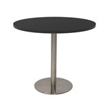 RAPIDLINE ESTILLO ROUND TABLE DISC BASE 900 X 755MM BLACK TOP AND STAINLESS STEEL