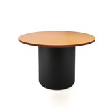 RAPIDLINE ROUND DRUM BASE TABLE 1200 X 730MM BEECH TOP AND BLACK PC FRAME