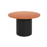 RAPIDLINE ROUND DRUM BASE TABLE 1200 X 730MM CHERRY TOP AND BLACK PC FRAME