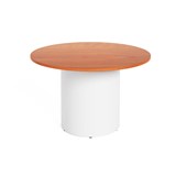 RAPIDLINE ROUND DRUM BASE TABLE 1200 X 730MM CHERRY TOP AND WHITE PC FRAME