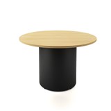 RAPIDLINE ROUND DRUM BASE TABLE 1200 X 730MM NATURAL OAK TOP AND BLACK PC FRAME