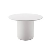 RAPIDLINE ROUND DRUM BASE TABLE 1200 X 730MM NATURAL WHITE TOP AND WHITE PC FRAME