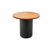 RAPIDLINE ROUND DRUM BASE TABLE 900 X 730MM BEECH TOP AND BLACK PC FRAME