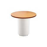 RAPIDLINE ROUND DRUM BASE TABLE 900 X 730MM BEECH TOP AND WHITE PC FRAME