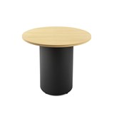 RAPIDLINE ROUND DRUM BASE TABLE 900 X 730MM NATURAL OAK TOP AND BLACK PC FRAME