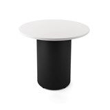 RAPIDLINE ROUND DRUM BASE TABLE 900 X 730MM NATURAL WHITE TOP AND BLACK PC FRAME