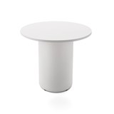 RAPIDLINE ROUND DRUM BASE TABLE 900 X 730MM NATURAL WHITE TOP AND WHITE PC FRAME