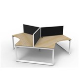 RAPIDLINE DELUXE INFINITY 120 DEGREE WORKSTATION LOOP LEG 3 PERSON WITH SCREEN 2866W X 730MM NATURAL OAK TOP  WHITE PC FRAME