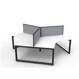 RAPIDLINE DELUXE INFINITY 120 DEGREE WORKSTATION LOOP LEG 3 PERSON WITH SCREEN 2866W X 730MM NATURAL WHITE TOP AND BLACK PC FRAME
