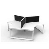 RAPIDLINE DELUXE INFINITY 120 DEGREE WORKSTATION LOOP LEG 3 PERSON WITH SCREEN 2866W X 730MM NATURAL WHITE TOP AND WHITE PC FRAME