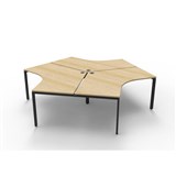 RAPIDLINE DELUXE INFINITY 120 DEGREE WORKSTATION PROFILE LEG 3 PERSON 2866W X 730MM NATURAL OAK TOP AND BLACK PC FRAME