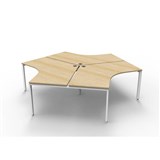 RAPIDLINE DELUXE INFINITY 120 DEGREE WORKSTATION PROFILE LEG 3 PERSON 2866W X 730MM NATURAL OAK TOP AND WHITE PC FRAME