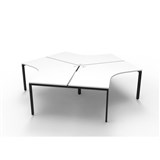 RAPIDLINE DELUXE INFINITY 120 DEGREE WORKSTATION PROFILE LEG 3 PERSON 2866W X 730MM NATURAL WHITE TOP AND BLACK PC FRAME