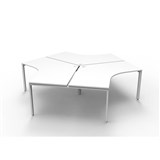 RAPIDLINE DELUXE INFINITY 120 DEGREE WORKSTATION PROFILE LEG 3 PERSON 2866W X 730MM NATURAL WHITE TOP AND WHITE PC FRAME