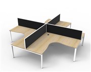 RAPID INFINITY DELUXE 4 PERSON PROFILE LEG CORNER WORKSTATION POD 1800 X 1800 X 750 X 730MM BLACK SCREEN  NATURAL OAK TOP  WHITE FRAME