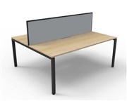 RAPID INFINITY DELUXE 2 PERSON PROFILE LEG DOUBLE SIDED WORKSTATION 1800 X 750 X 730MM GREY SCREEN  NATURAL OAK TOP  BLACK FRAME