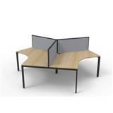 RAPIDLINE DELUXE INFINITY 120 DEGREE WORKSTATION PROFILE LEG 3 PERSON WITH SCREEN 2866W X 730MM NATURAL OAK TOP AND BLACK PC FRAME