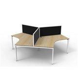 RAPIDLINE DELUXE INFINITY 120 DEGREE WORKSTATION PROFILE LEG 3 PERSON WITH SCREEN 2866W X 730MM NATURAL OAK TOP AND WHITE PC FRAME