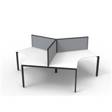 RAPIDLINE DELUXE INFINITY 120 DEGREE WORKSTATION PROFILE LEG 3 PERSON WITH SCREEN 2866W X 730MM NATURAL WHITE TOP AND BLACK PC FRAME