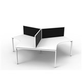 RAPIDLINE DELUXE INFINITY 120 DEGREE WORKSTATION PROFILE LEG 3 PERSON WITH SCREEN 2866W X 730MM NATURAL WHITE TOP AND WHITE PC FRAME