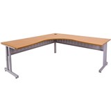 RAPID SPAN C LEG CORNER WORKSTATION WITH METAL MODESTY PANEL 1500 X 1500 X 700MM BEECHSILVER
