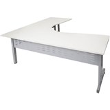 RAPID SPAN C LEG CORNER WORKSTATION WITH METAL MODESTY PANEL 1500 X 1500 X 700MM NATURAL WHITESILVER