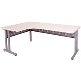 RAPID SPAN C LEG CORNER WORKSTATION WITH METAL MODESTY PANEL 1800 X 1200 X 700MM NATURAL WHITESILVER