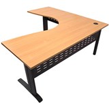 RAPID SPAN CORNER WORKSTATION WITH METAL MODESTY PANEL 1800 X 1200 X 700MM BEECHBLACK