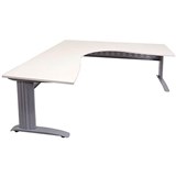 RAPID SPAN CORNER WORKSTATION WITH METAL MODESTY PANEL 1800 X 1500 X 700MM NATURAL WHITESILVER
