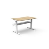 RAPIDLINE BOOST STATIC SINGLE SIDED WORKSTATION WITH CABLE TRAY 1200MM NATURAL OAK TOP  WHITE FRAME