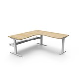 RAPIDLINE BOOST STATIC CORNER WORKSTATION WITH CABLE TRAY 1500 X 1500MM NATURAL OAK TOP  WHITE FRAME