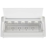 RAPIDLINE TABLE SURFACE MOUNTED SERVICE BOX 4GPO WHITE POWEDERCOAT