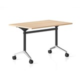 RAPIDLINE TYPHOON FLIP TOP TABLE 1200 X 600MM NATURAL OAK TOP AND BLACK PC POLISHED ALUMINIUM FRAME