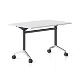 RAPIDLINE TYPHOON FLIP TOP TABLE 1200 X 600MM NATURAL WHITE TOP AND BLACK PC POLISHED ALUMINIUM FRAME