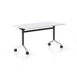 RAPIDLINE TYPHOON FLIP TOP TABLE 2100 X 750MM NATURAL WHITE AND BLACK PC POLISHED ALUMINIUM FRAME