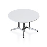 RAPIDLINE TYPHOON MEETING TABLE ROUND 1500 X 750MM NATURAL WHITE AND BLACK PC POLISHED ALUMINIUM FRAME