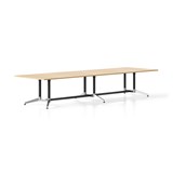 RAPIDLINE TYPHOON MEETING AND BOARDROOM TABLE RECTANGLE 4000 X 1200MM NATURAL OAK TOP AND BLACK PC POLISHED ALUMINIUM FRAME