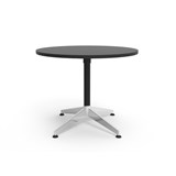 RAPIDLINE TYPHOON MEETING TABLE 4 STAR ROUND 900MM BLACK TOP AND BLACK PC POLISHED ALUMINIUM FRAME