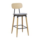 DURAFURN AUSTIN CHAIR BARSTOOL BLACK PU VINYL SEAT NATURAL BACKREST 500 X 555 X 750MM