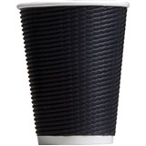 DISPOSABLE CUP 12oz RIPPLE PAPER TRIPLE WALL CHARCOAL