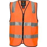 PRIME MOVER MZ102 HIVIS VEST ZIPPER CLOSURE REFLECTIVE TAPE ORANGE LARGE
