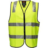PRIME MOVER MZ102 HIVIS VEST ZIPPER CLOSURE REFLECTIVE TAPE