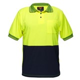 PORTWEST MP110 TWO TONED MICRO MESH POLO SHIRT YELLOW NAVY LARGE